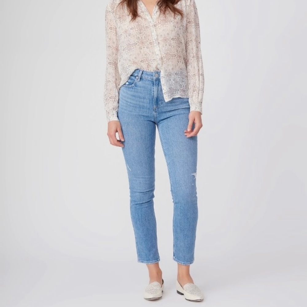 PAIGE Sarah Skinny Ankle Jeans in Capulet Destructed
